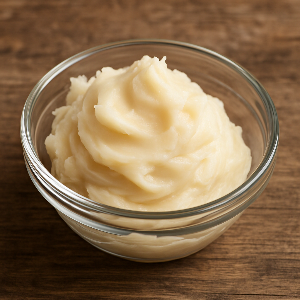 Glass bowl of Beef Tallow
